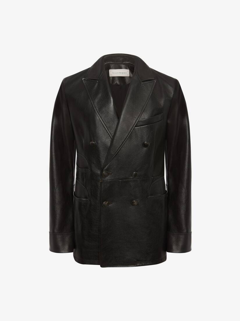 Chaquetas Alexander McQueen Cuero Double Breasted Hombre - Negros - Mexico 048-EIZHNW